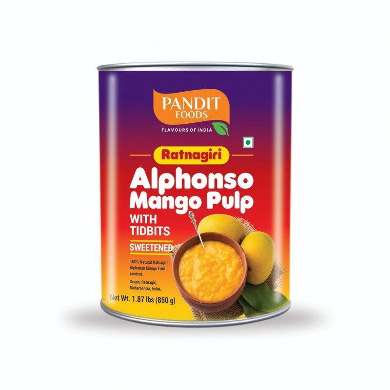 Ratnagiri Alphonso Mango Pulp with bits (Sweetened)
