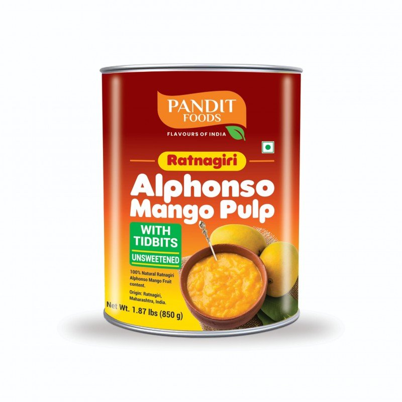 Ratnagiri Alphonso Mango Pulp with bits (Unsweetened)